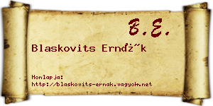 Blaskovits Ernák névjegykártya